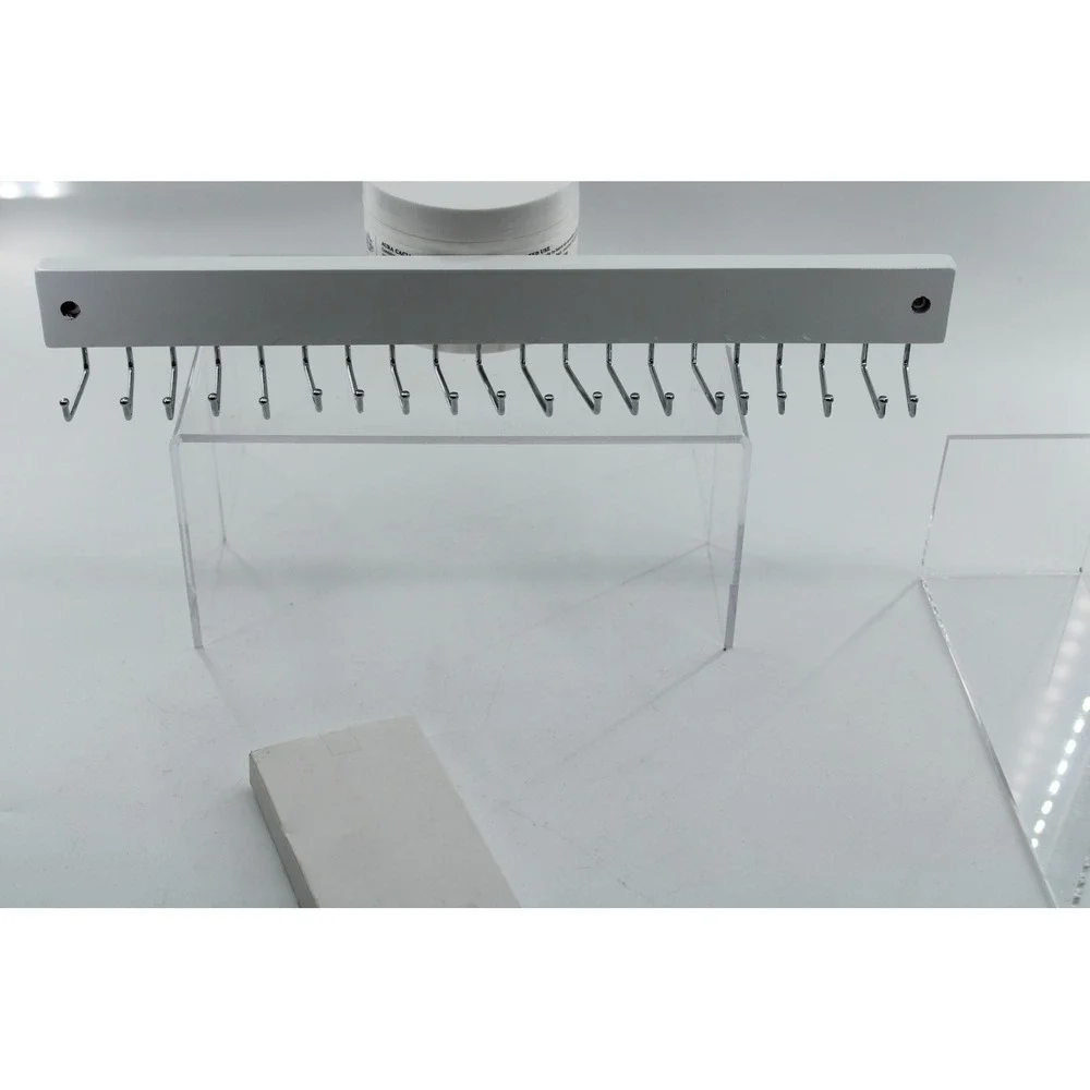 White Wooden Tie and Belt Rack Wall Mounted Closet Organizer 20 Hooks Chrome